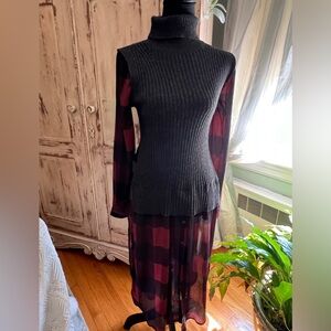 Rock and Republic Buffalo Plaid Mock Turtleneck sweater shirt dress. Size small